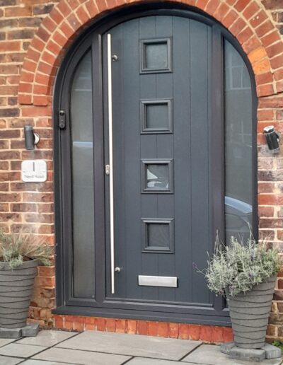 Anthracite Grey curved composite front door and side panels
